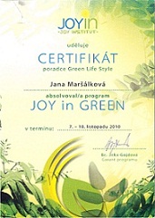 Certifikát poradce Joy in Green